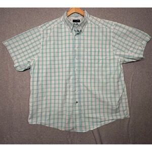 ARIAT PRO SERIES Mens Plaid Short Sleeve Button Up Shirt XXL TTG Aqua White